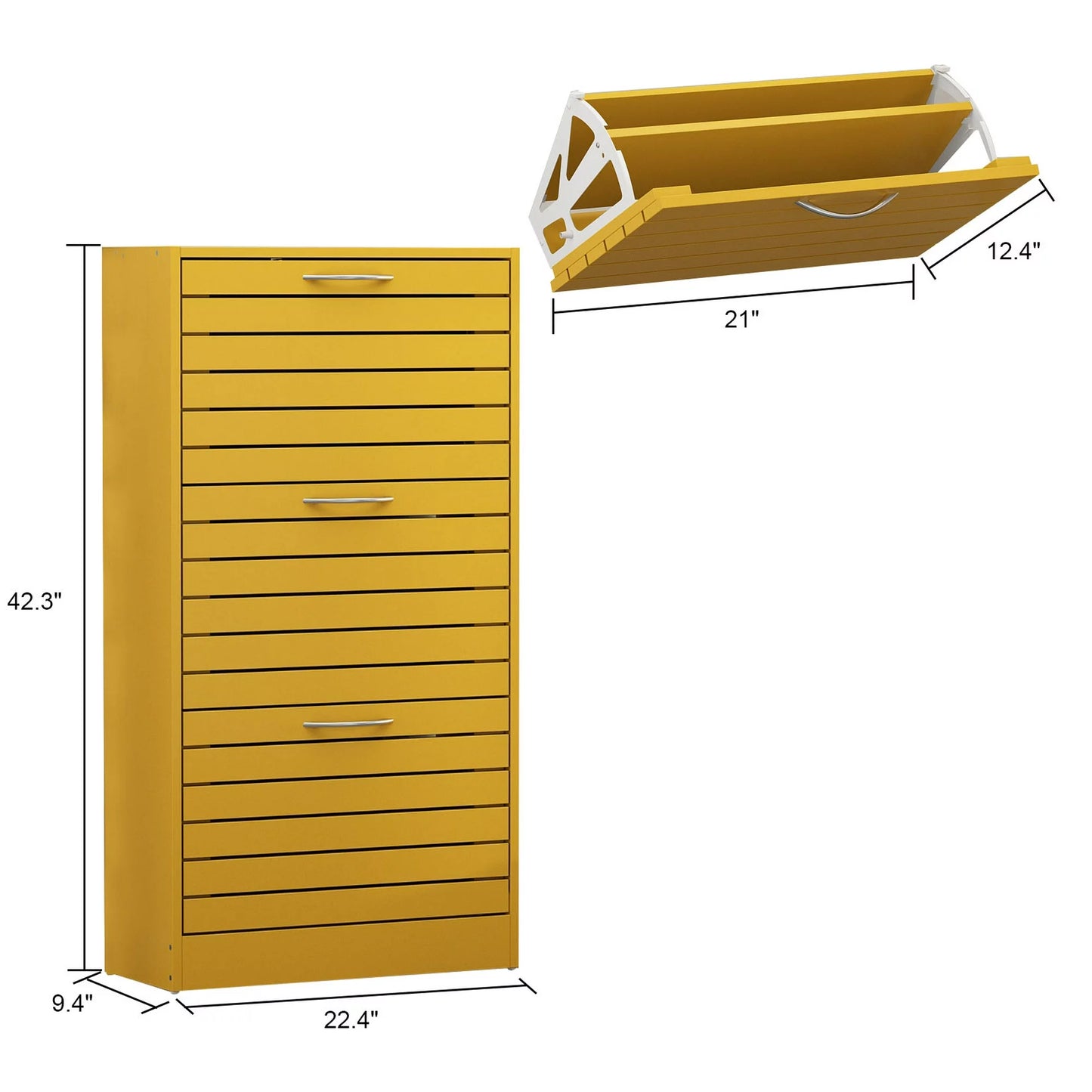 MONSLIPA Shoe Cabinet with 3 Flip Drawers for Entryway Yellow