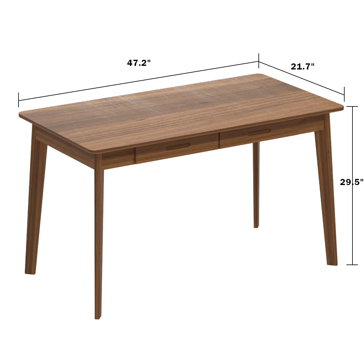 MONSLIPA Industrial Modern Wooden Desk with Storage Drawers, Office Computer Desk and Home Office Desk with Sturdy Wood Legs, 47" Long (Walnut)