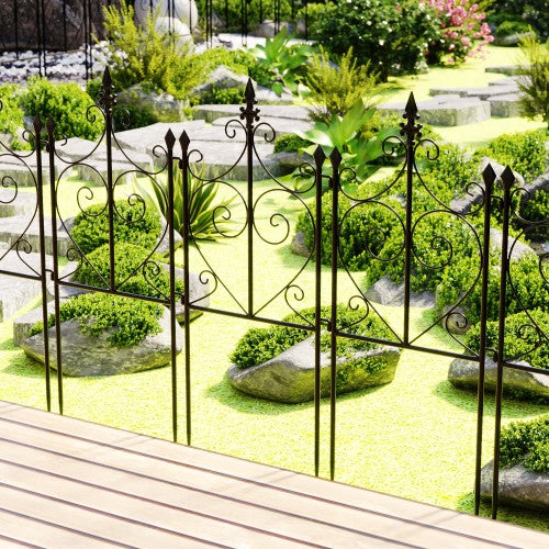 MONSLIPA Metal Fences, Garden Fences with No-dig installation in the courtyard, Black, 10-Pieces.