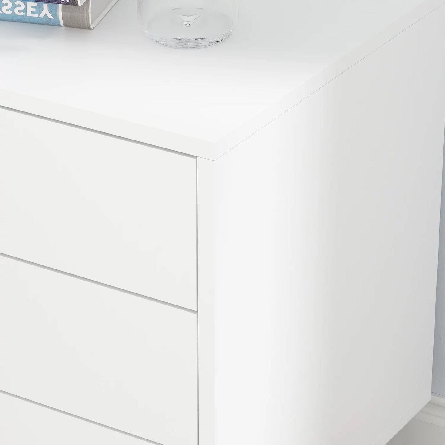 MONSLIPA Set of 2 Nightstand Bedside Table, White End Side Table with 3 Storage Drawers for Living Room Bedroom