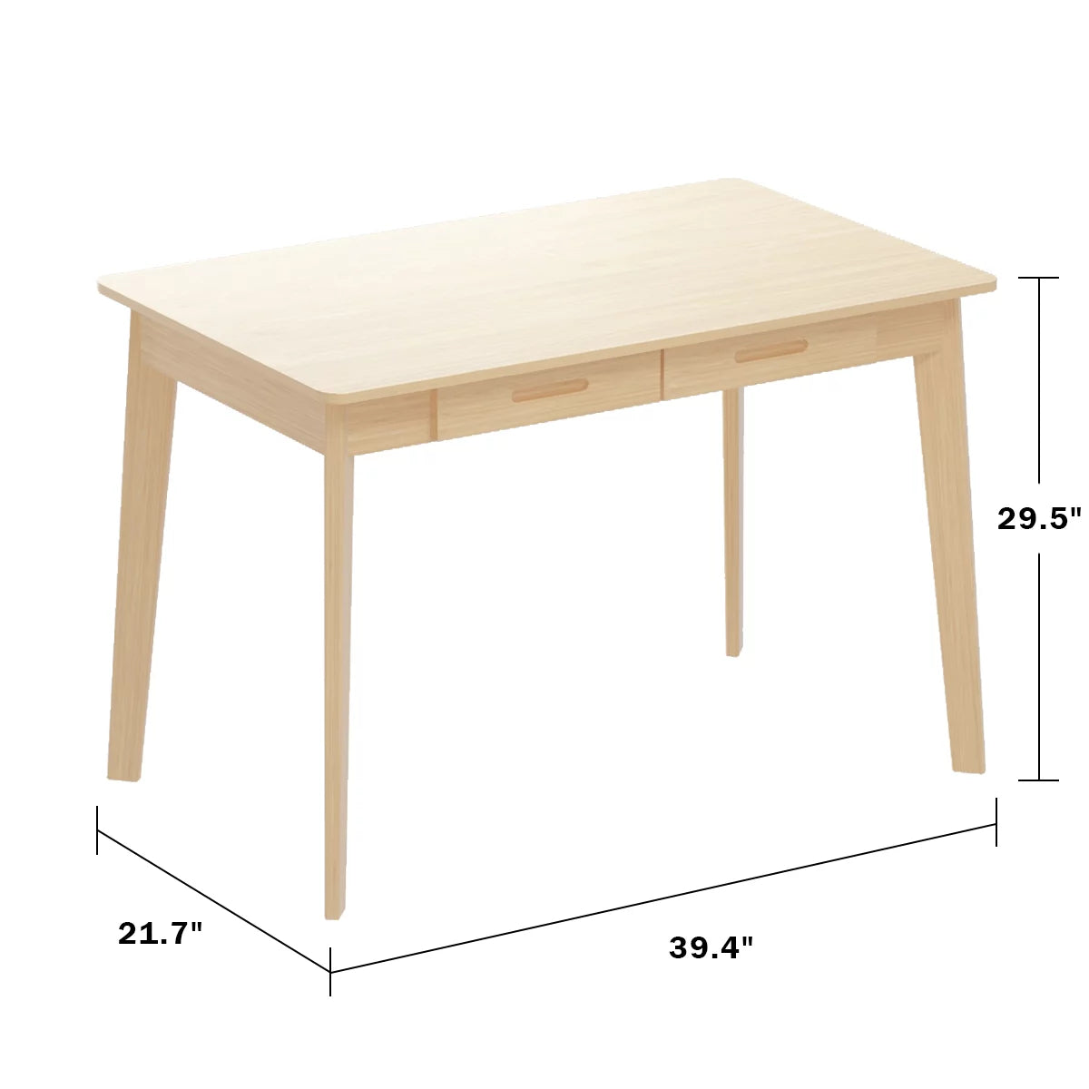 MONSLIPA Writing Study Table with 2 Drawers, Cumputer Desk for Home Office, Oak, 39.4"*21.7"