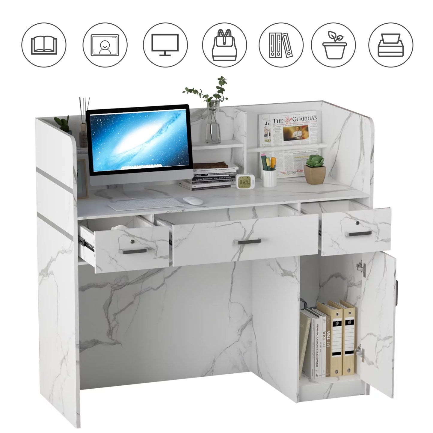 MONSLIPA Reception Desk Center Model Complete Group, Office L-Shape Wood Reception Desk