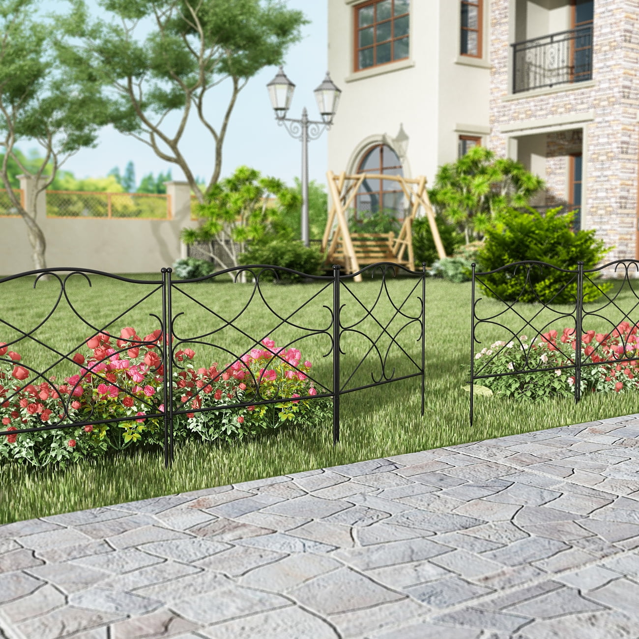 MONSLIPA 5 Panels Decorative Garden Border Fence