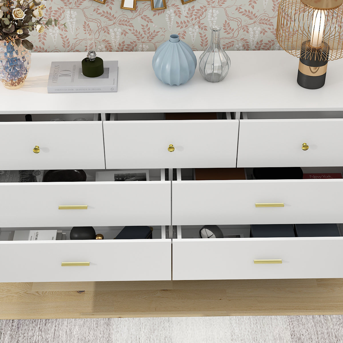 Timechee Wooden Dressers with 7 Drawers, White Drawer Dresser Large Storage Furniture