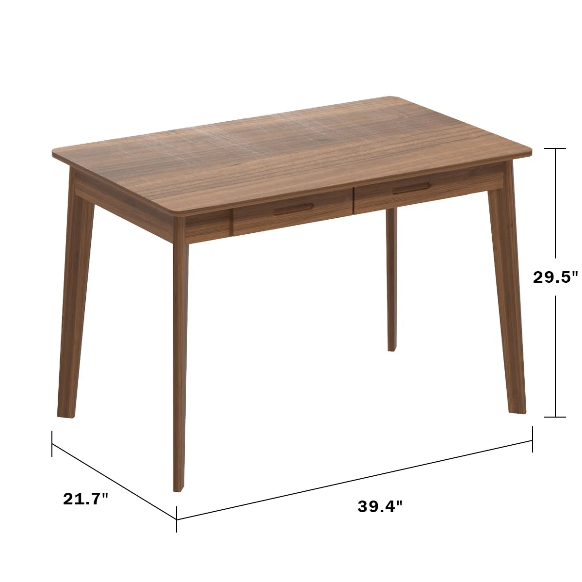 MONSLIPA Writing Study Table with 2 Drawers, Cumputer Desk for Home Office, Walnut, 39.4"*21.7"